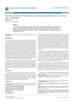 The Present Status of Cold Fusion and its Expected Influence on