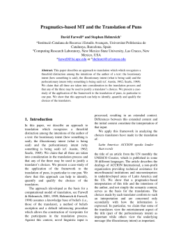 Pragmatics-based MT and the translation of puns