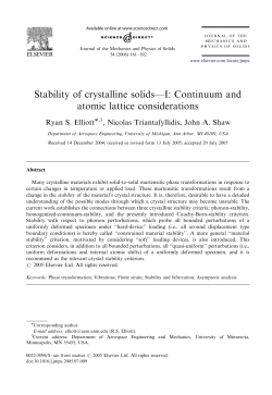 Stability of crystalline solids&mdash;I: Continuum and atomic lattice