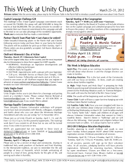 This Week at Unity Church - Unity Church