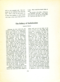 The Fallacy of Isolationism - Digital Commons @ Butler University