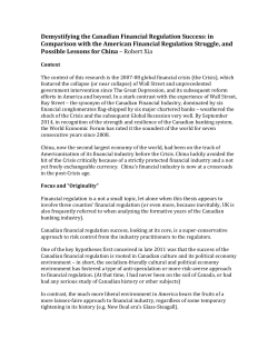 Demystifying the Canadian Financial Regulation Success: in