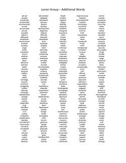 Junior Group &ndash; Additional Words