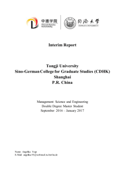 Interim Report Tongji University Sino-German - CDHK