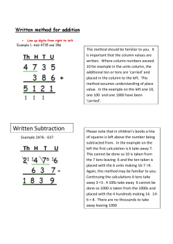 Th H   T   U Written Subtraction Th H    T     U