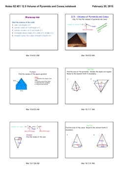 Notes S2 #21 12.5 Volume of Pyramids and Cones.notebook