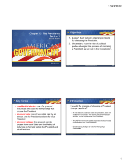 Chapter 13: The Presidency Section 3 Chapter
