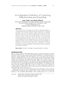 An Integrative Definition of Coaching Effectiveness and Expertise
