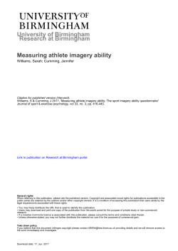 University of Birmingham Measuring athlete imagery ability