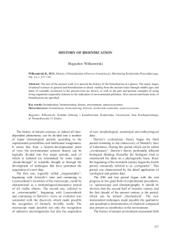 HISTORY OF BIOINDICATION Bogusław Wiłkomirski
