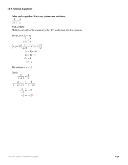 Solve each equation. State any extraneous solutions. 1. SOLUTION