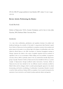 Review Article: Performing the Market