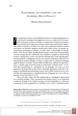 PLAGIARISMS, AUTHORSHIPS, AND THE ACADEMIC