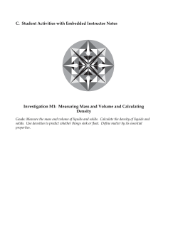 Investigation M1: Measuring Mass and Volume and Calculating