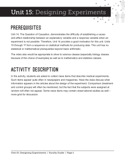 Unit 15: Designing Experiments