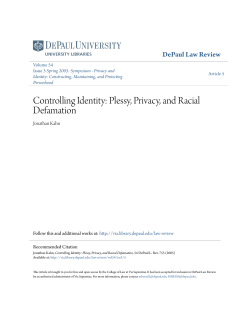 Controlling Identity: Plessy, Privacy, and Racial
