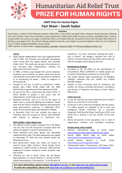 Fact Sheet &ndash; South Sudan
