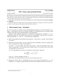 HW 3: Heavy-tails and Small Worlds 1 When monkeys type