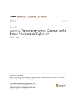 Aspects of Puritan Jurisprudence: Comment on the