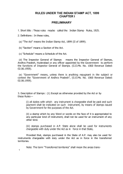 RULES UNDER THE INDIAN STAMP ACT, 1899 CHAPTER I