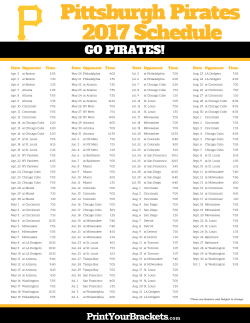 Pittsburgh Pirates 2017 Schedule