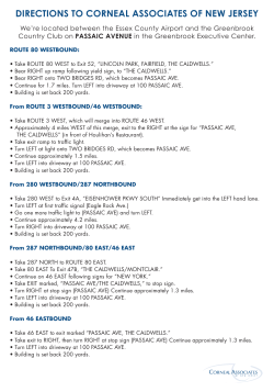 DIRECTIONS TO CORNEAL ASSOCIATES OF NEW JERSEY