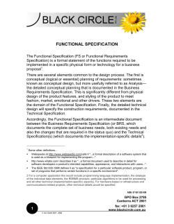FUNCTIONAL SPECIFICATION