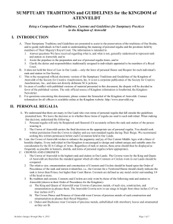 SUMPTUARY TRADITIONS and GUIDELINES for the KINGDOM of