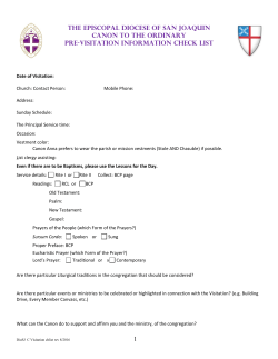 Pre-Visitation Checklist for Canon`s visit 2016