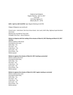 TOWN OF BUTTERNUTS Regular Meeting &ndash; April 12, 2017 Town