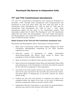 Panchayati Raj System in Independent India 73rd and 74th