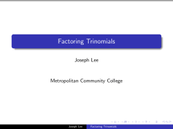 Factoring Trinomials - Metropolitan Community College