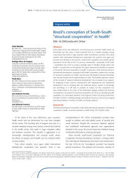 Brazil`s conception of South-South &ldquo;structural cooperation