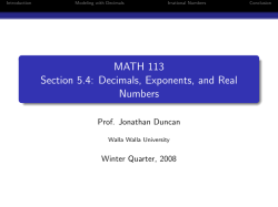 MATH 113 Section 5.4: Decimals, Exponents, and Real Numbers