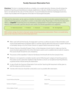 Faculty Classroom Observation Form