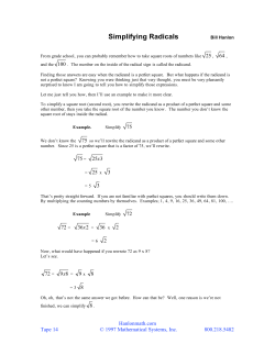 Simplifying Radicals