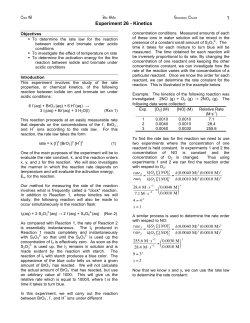 1 Experiment 26 - Kinetics