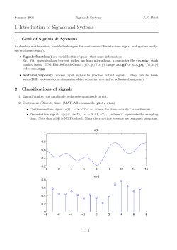 I. Introduction to Signals and Systems