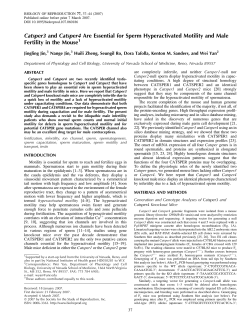 Catsper3 and Catsper4 Are Essential for Sperm - Bio