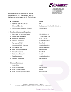 HNBR &ndash; Highly Saturated Nitrile or