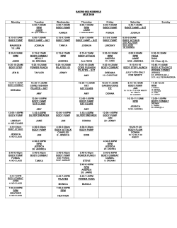 RACINE GGX SCHEDULE JULY 2016 Monday Tuesday