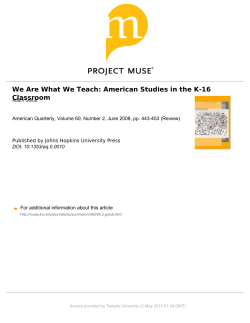 Adam Golub, &ldquo;We Are What We Teach: American Studies in the K