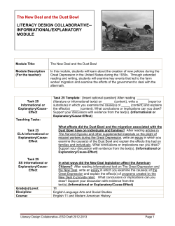The New Deal and the Dust Bowl LITERACY DESIGN