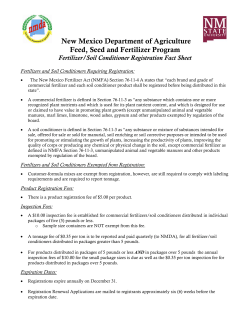 Fertilizer/Soil Conditioner Registration Fact Sheet