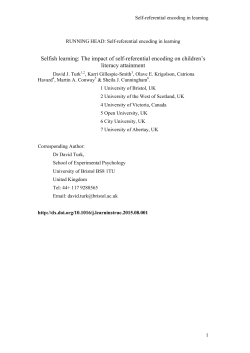 Selfish learning: The impact of self-referential encoding on children`s