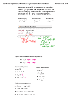 Class Notes for expand, condense, simplify logs