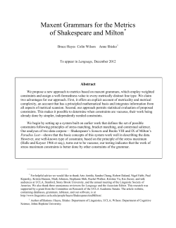 Maxent grammars for the metrics of Shakespeare