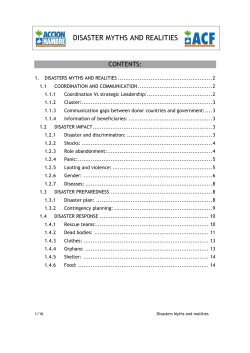 ACH Disasters myths and realities - missions