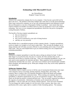 Estimating with Microsoft&reg; Excel