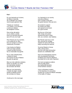 "Corrido Historia Y Muerte del Gral. Francisco Villa"